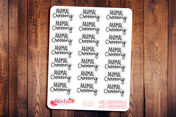 Animal Crossing Lettering Planner Stickers HL068
