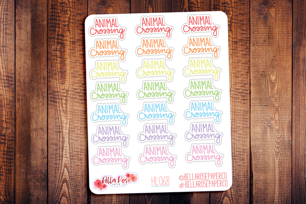 Animal Crossing Lettering Planner Stickers HL068