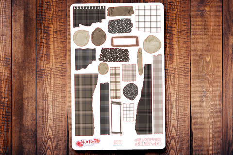 Brown Plaid Journaling Sticker Kit JK010