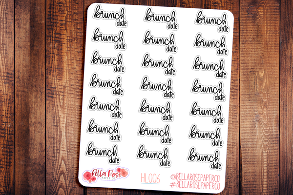 Brunch Date Hand Lettering Planner Stickers HL006