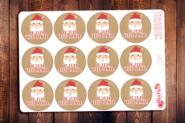 Santa Gift Tag Stickers CT004
