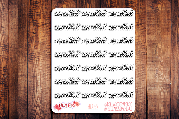 Cancelled Lettering Planner Stickers HL059