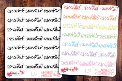 Cancelled Lettering Planner Stickers HL059