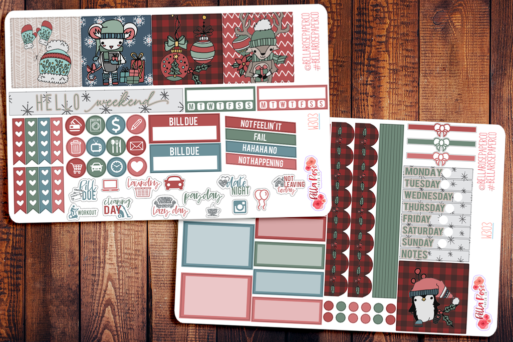 Cartoon Christmas Mini Happy Planner Sticker Kit W303