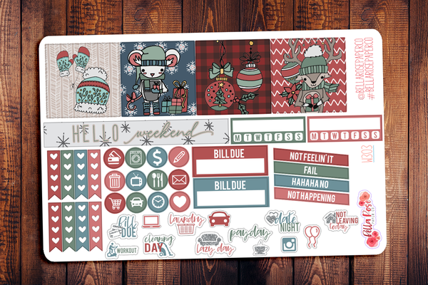 Cartoon Christmas Mini Happy Planner Sticker Kit W303