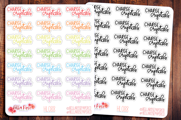 Charge Crystals Hand Lettering Planner Stickers HL088