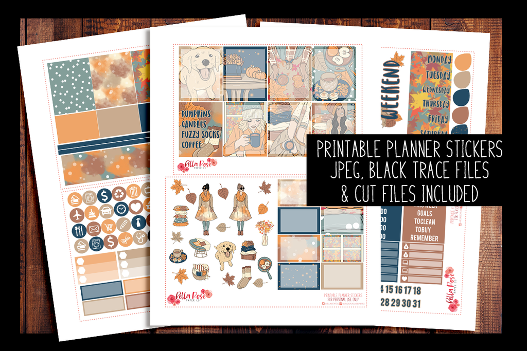 Cozy Fall Vibes Planner Kit | PRINTABLE PLANNER STICKERS