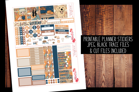 Cozy Fall Vibes Mini Happy Planner Kit | PRINTABLE PLANNER STICKERS