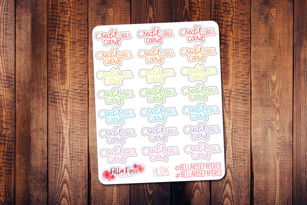 Credit Card Bill Hand Lettering Planner Stickers HL096