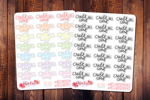 Credit Card Bill Hand Lettering Planner Stickers HL096