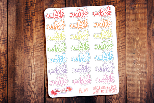 Cuddle Hand Lettering Planner Stickers HL079