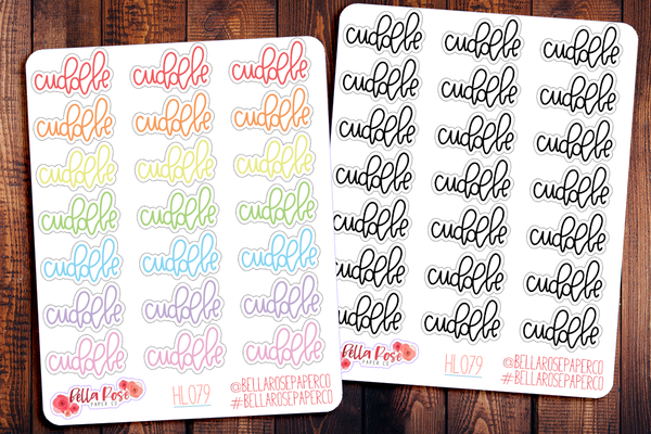 Cuddle Hand Lettering Planner Stickers HL079
