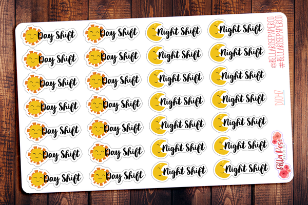 Day Shift/Night Shift Lettering Planner Stickers DI047