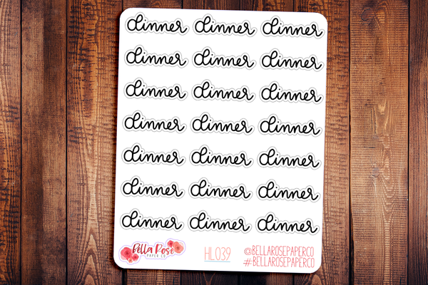 Dinner Hand Lettering Planner Stickers HL039