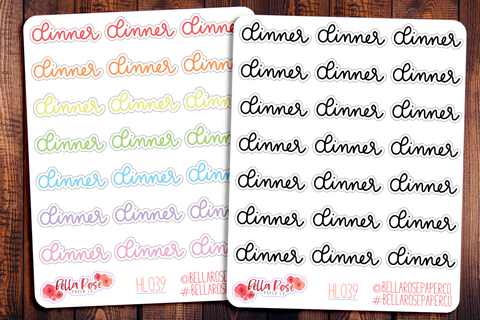 Dinner Hand Lettering Planner Stickers HL039