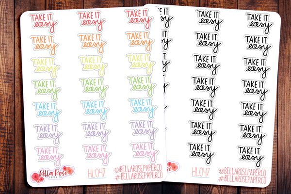 Take It Easy Hand Lettering Planner Stickers HL047