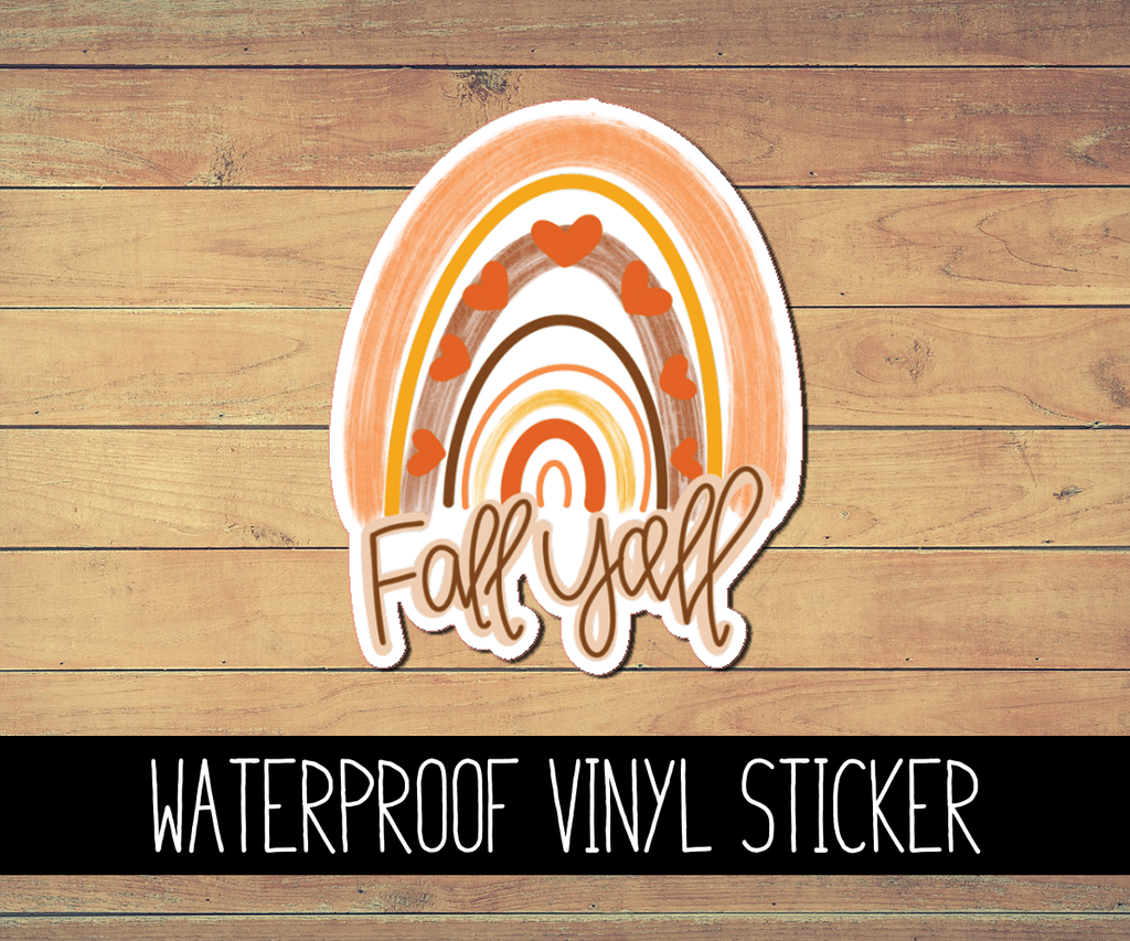 Fall Yall Rainbow Vinyl Waterproof Sticker