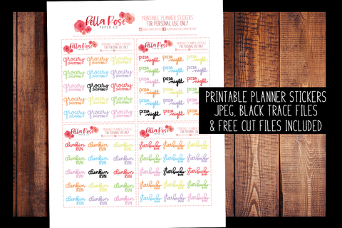 Food and Coffee Hand Lettered Planner Stickers | PRINTABLE PLANNER STICKERS