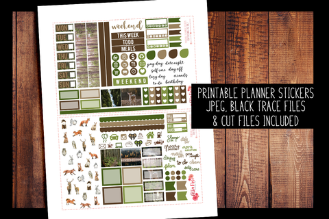 Forest Friends Hobonichi Weeks Kit | PRINTABLE PLANNER STICKERS