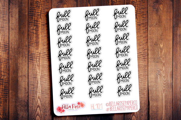 Full Moon Hand Lettering Planner Stickers HL101