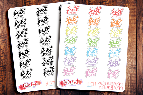 Full Moon Hand Lettering Planner Stickers HL101