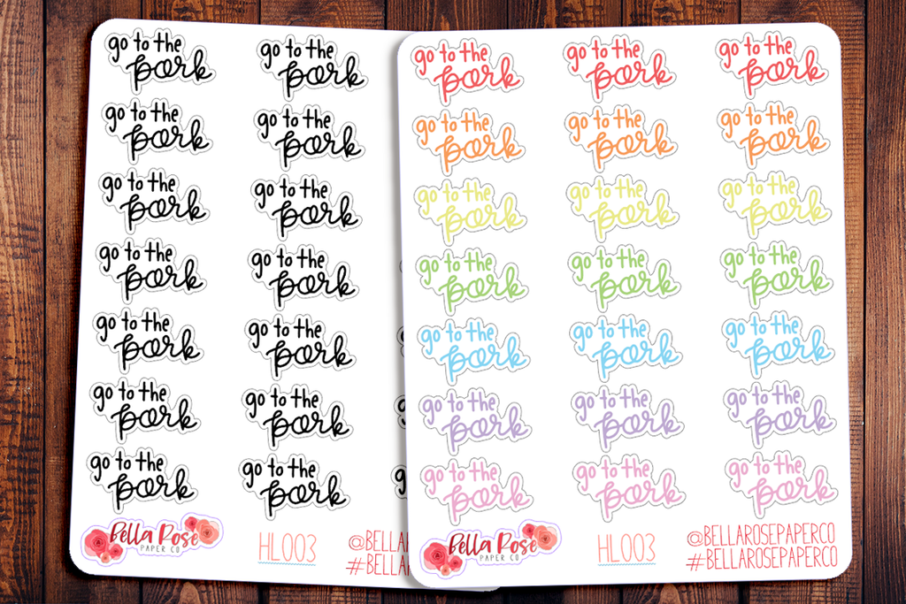 Go To The Park Hand Lettering Planner Stickers HL003