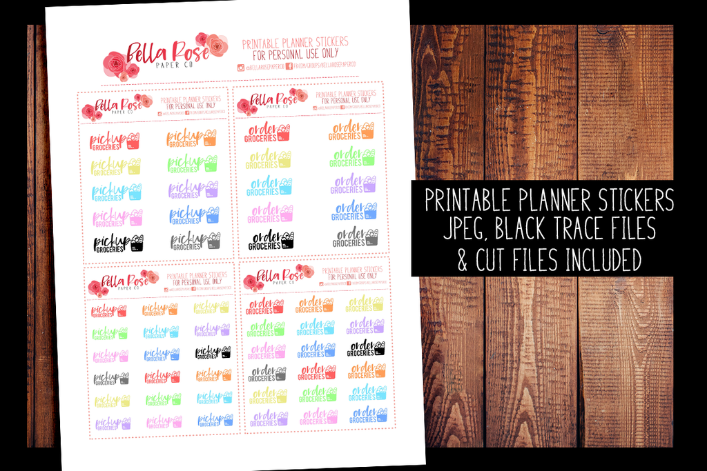 Groceries Planner Stickers | PRINTABLE PLANNER STICKERS