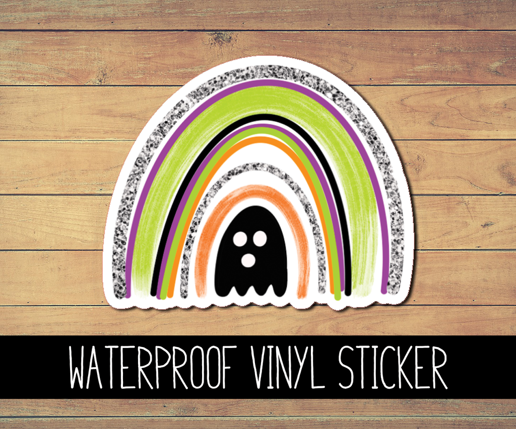 Halloween Ghost Boho Rainbow Vinyl Waterproof Sticker