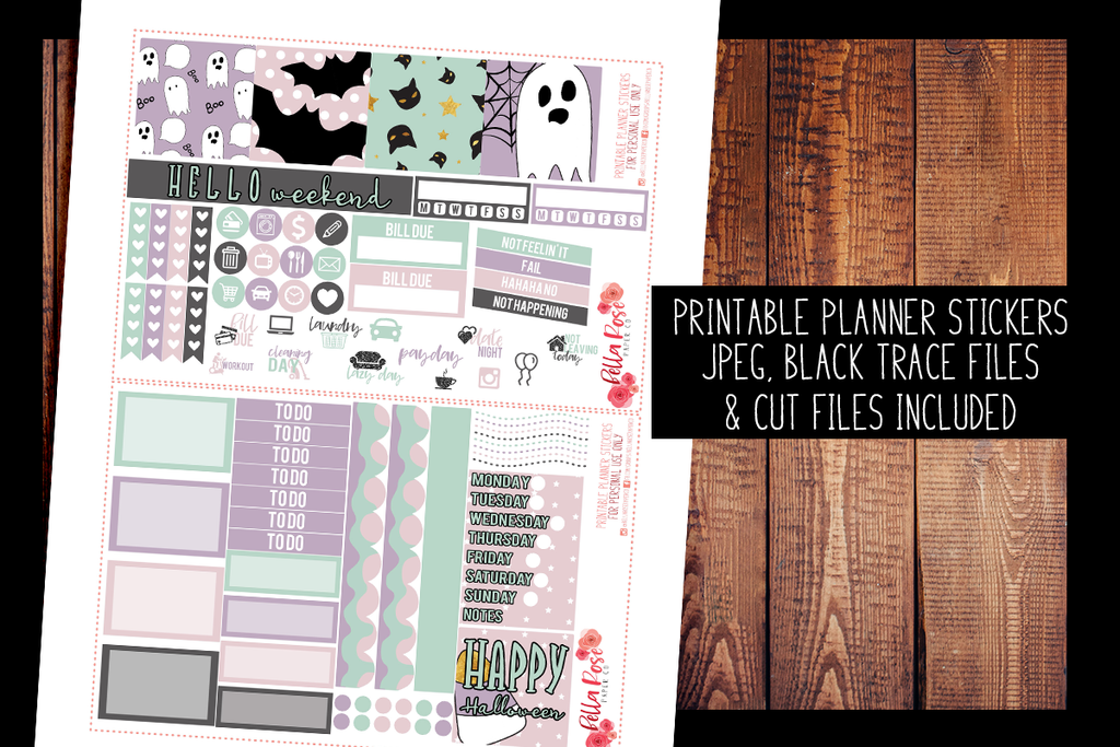 Pastel Halloween Mini Happy Planner Kit | PRINTABLE PLANNER STICKERS