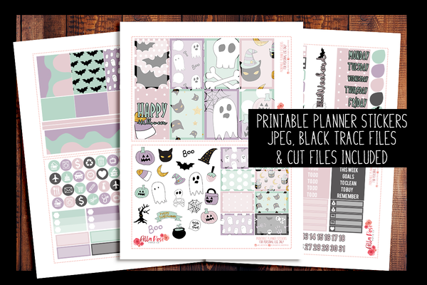 Pastel Halloween Happy Planner Kit | PRINTABLE PLANNER STICKERS