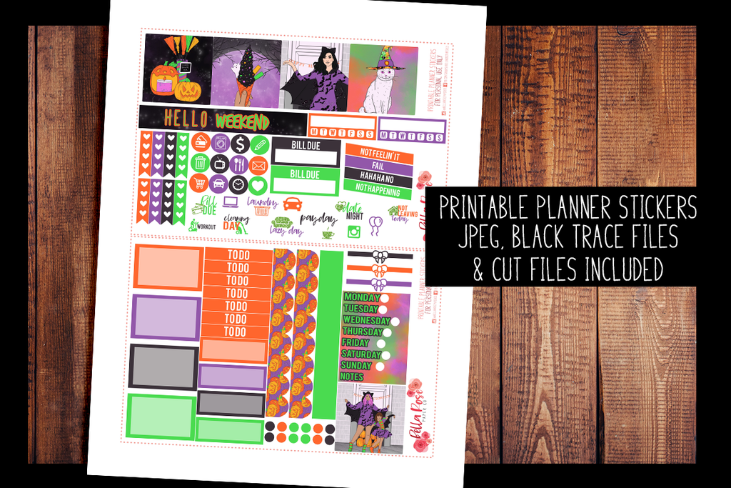 Happy Halloween Mini Happy Planner Kit | PRINTABLE PLANNER STICKERS
