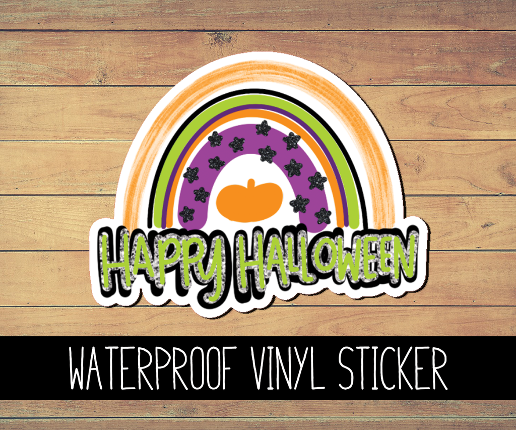 Happy Halloween Boho Rainbow Vinyl Waterproof Sticker
