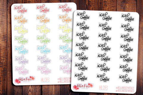 Iced Coffee Hand Lettering Planner Stickers HL093