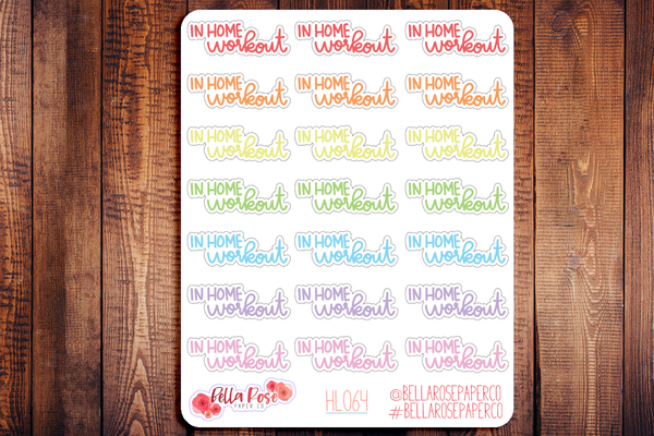 In Home Workout Lettering Planner Stickers HL064
