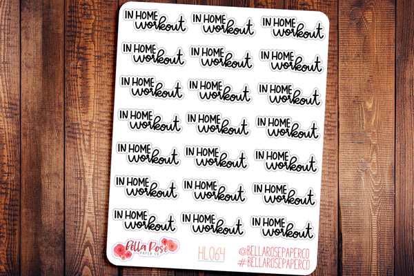 In Home Workout Lettering Planner Stickers HL064