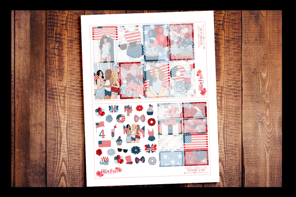 4th Of July Happy Planner Kit | PRINTABLE PLANNER STICKERS