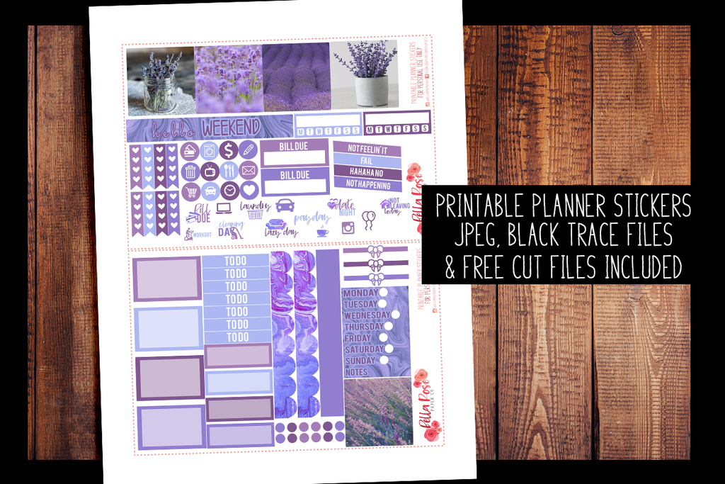 Lavender Photo Mini Happy Planner Kit | PRINTABLE PLANNER STICKERS