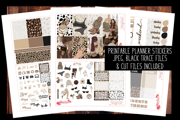 Leopard Love Happy Planner Kit | PRINTABLE PLANNER STICKERS
