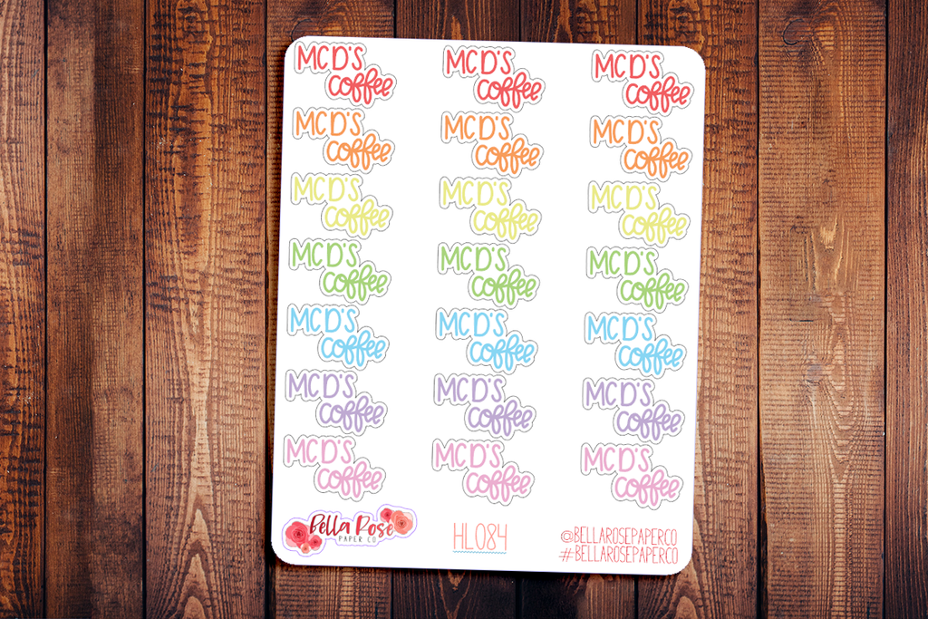McDonald' Coffee Hand Lettering Planner Stickers HL084