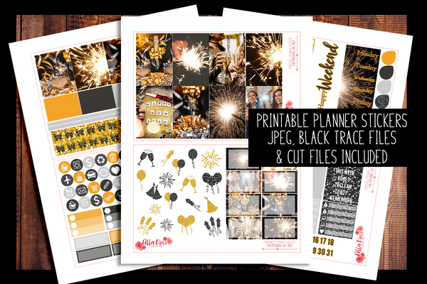 New Years Eve Photo Happy Planner Kit | PRINTABLE PLANNER STICKERS