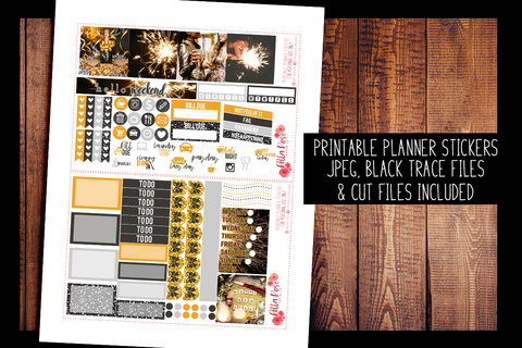 New Years Eve Photo Mini Happy Planner Kit | PRINTABLE PLANNER STICKERS