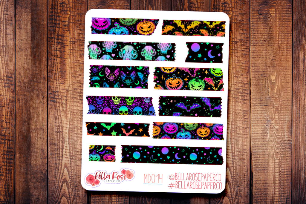 Neon Halloween Washi Planner Stickers MD014