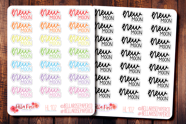 New Moon Hand Lettering Planner Stickers HL102