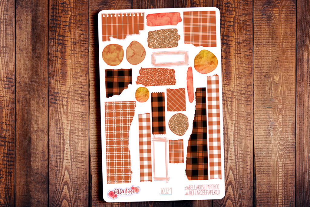 Orange Plaid Journaling Sticker Kit JK021
