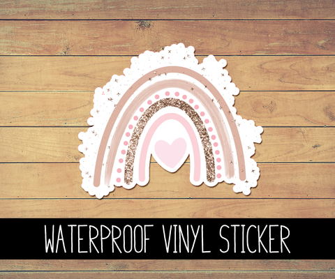Pink Twinkle Boho Rainbow Vinyl Waterproof Sticker