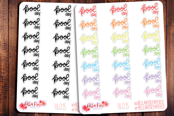 Pool Day Hand Lettering Planner Stickers HL015