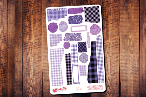 Purple Plaid Journaling Sticker Kit JK016