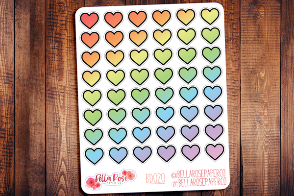 Rainbow Hearts Planner Stickers BD020