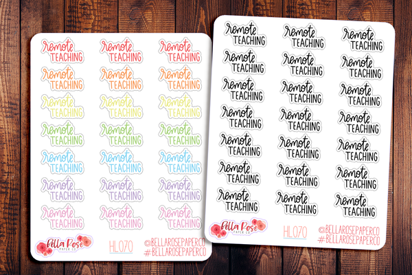 Remote Teaching Hand Lettering Planner Stickers HL070