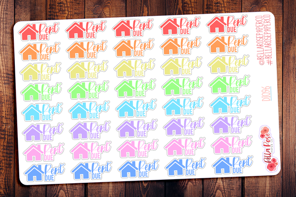 Rent Due Planner Stickers DI096